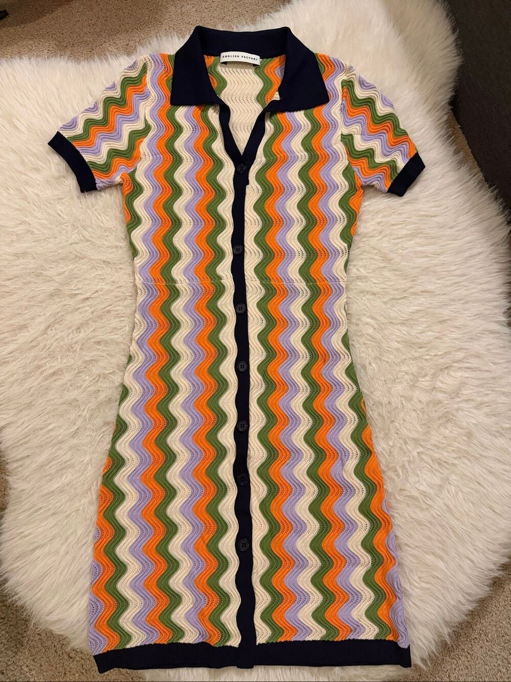NWOT English Factory wavy stripes knit mini dress